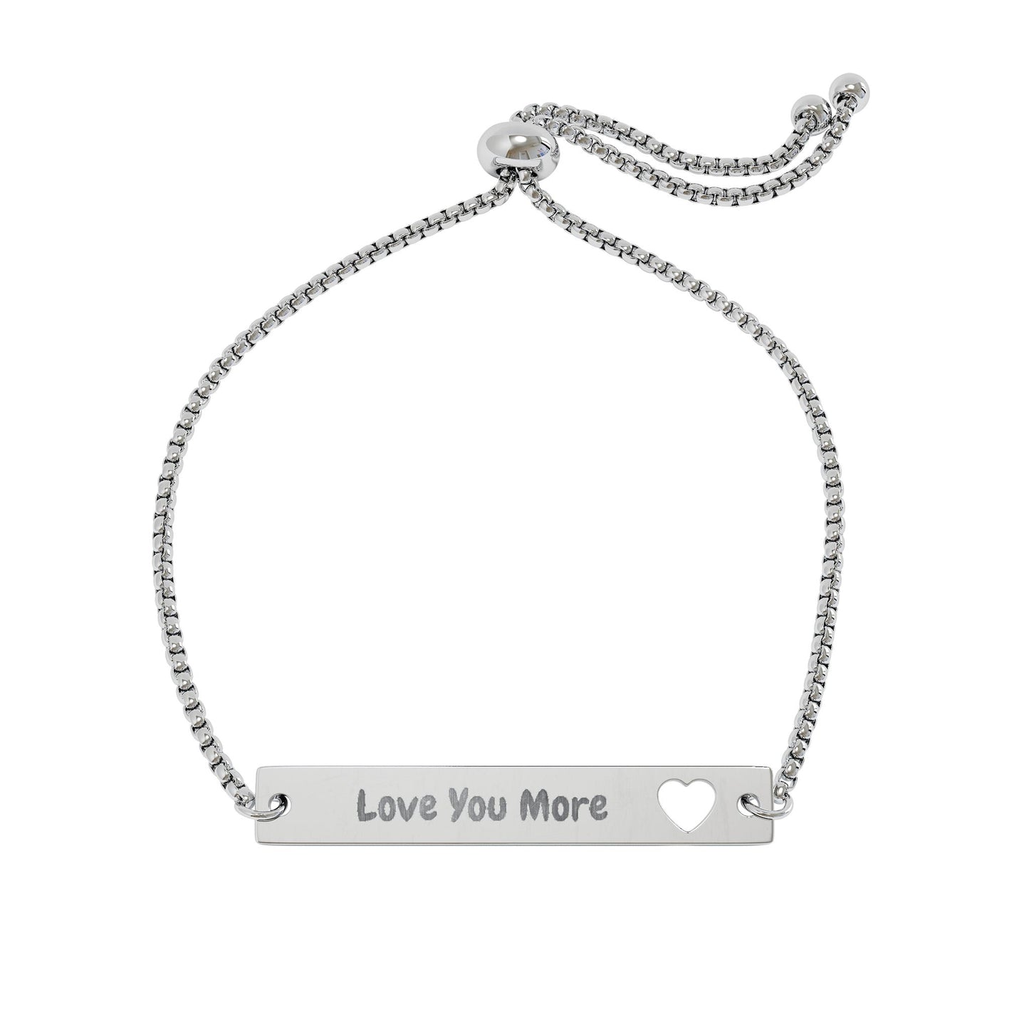 "Love You More" Heart Bar Bracelet