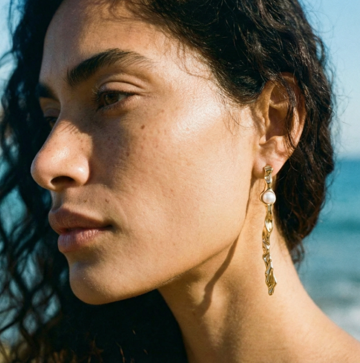 Twisted Flow Pearl Earrings