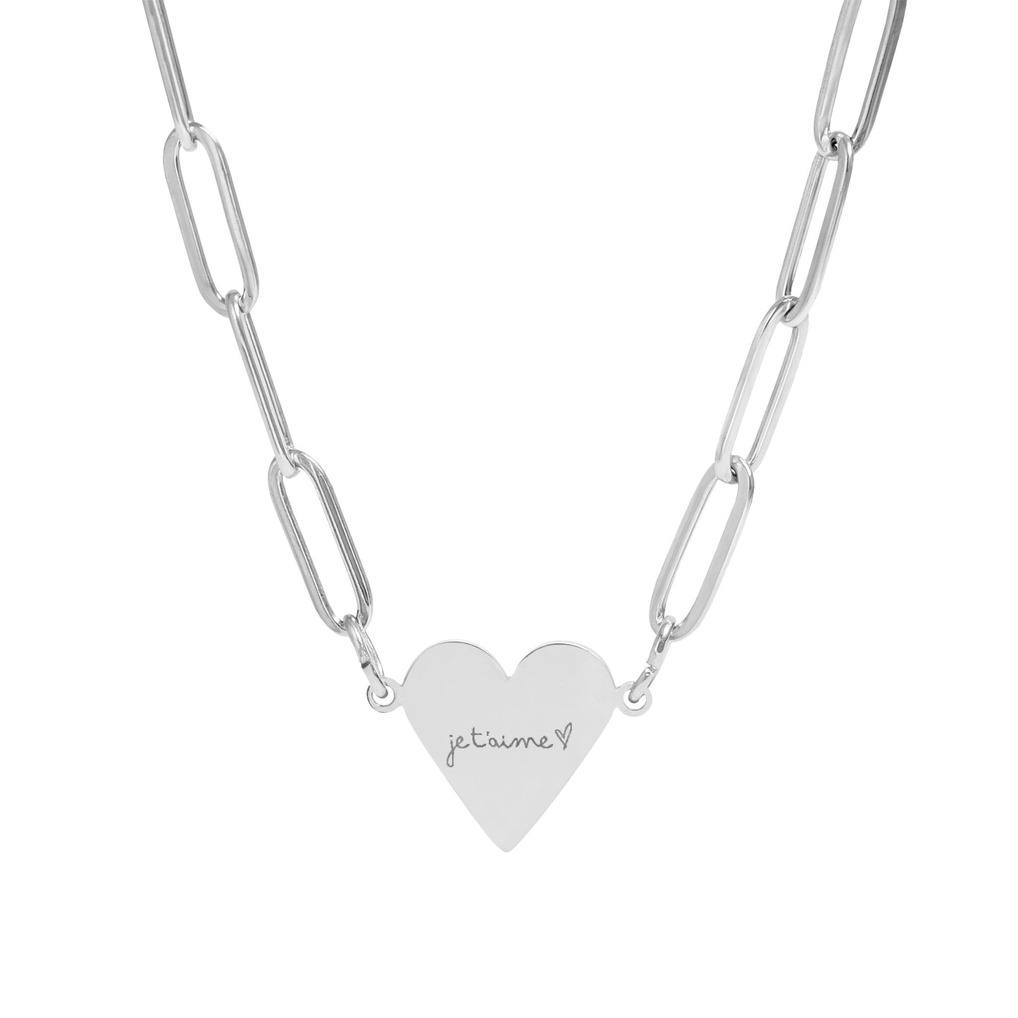 Je t'aime Paperclip Heart Necklace