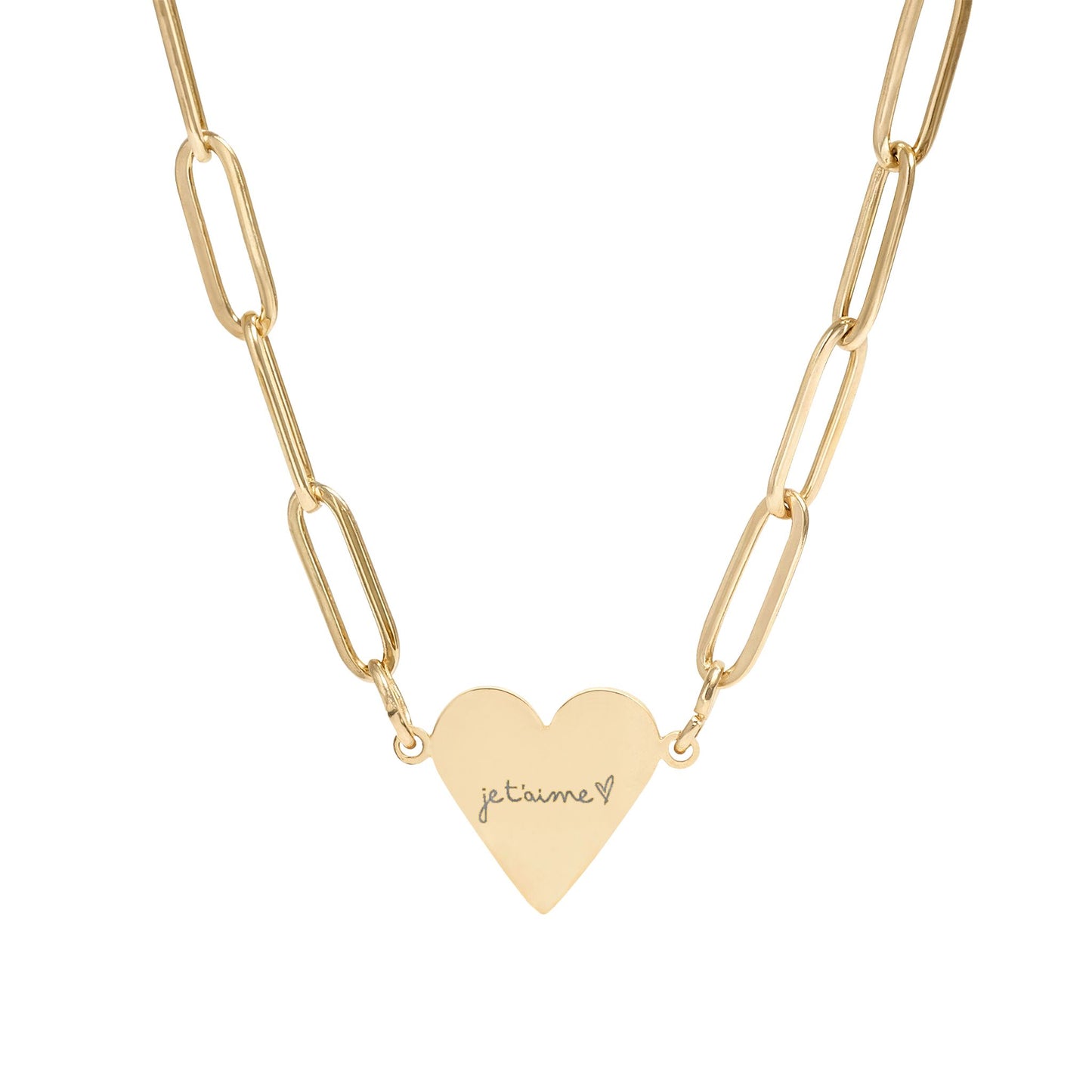 Je t'aime Paperclip Heart Necklace