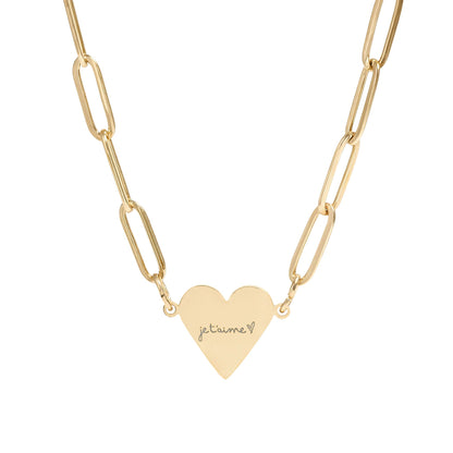 Je t'aime Paperclip Heart Necklace
