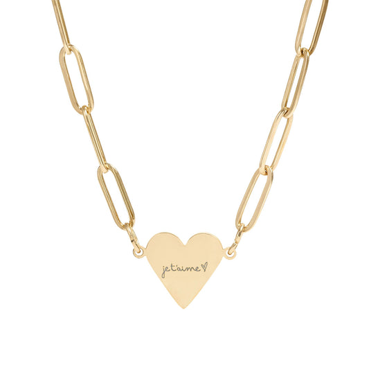 Je t'aime Paperclip Heart Necklace
