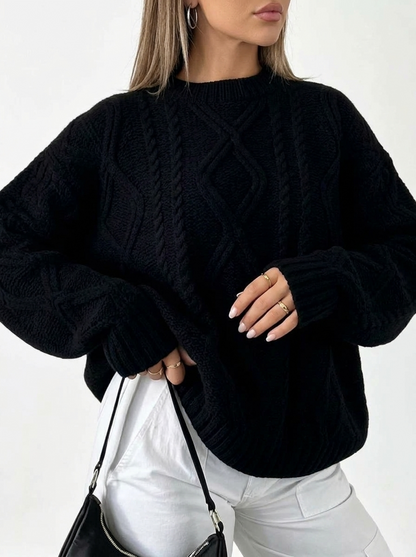 Cable-Knit Round Neck Sweater