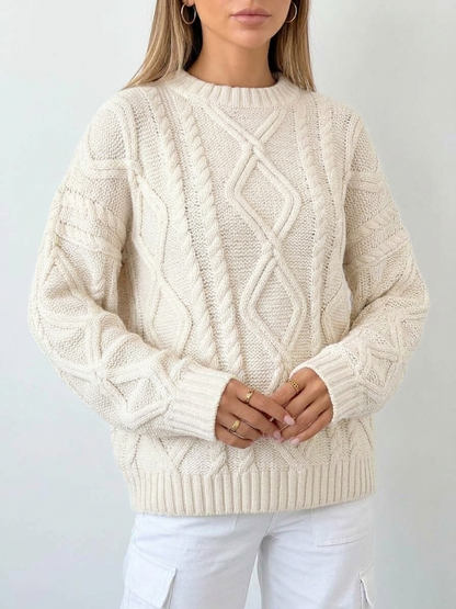 Cable-Knit Round Neck Sweater