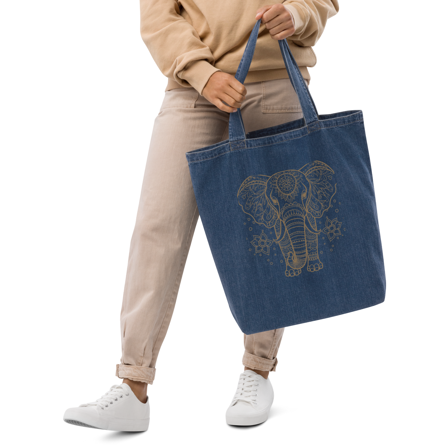 Elephant Denim Tote Bag