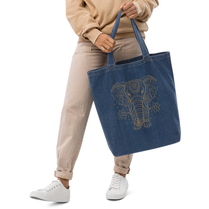 Elephant Denim Tote Bag