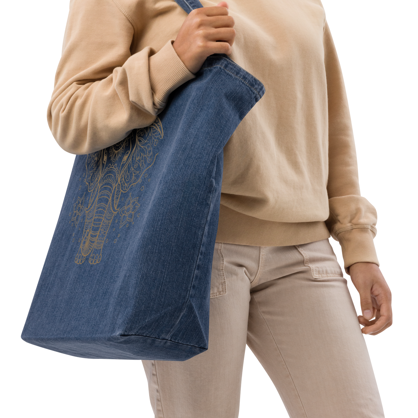 Elephant Denim Tote Bag