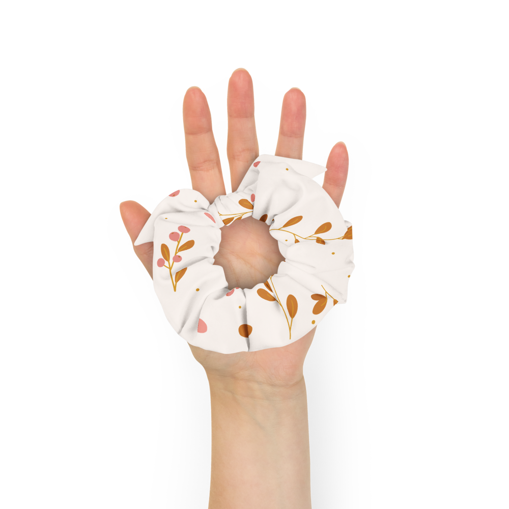 Neutral Floral Scrunchie