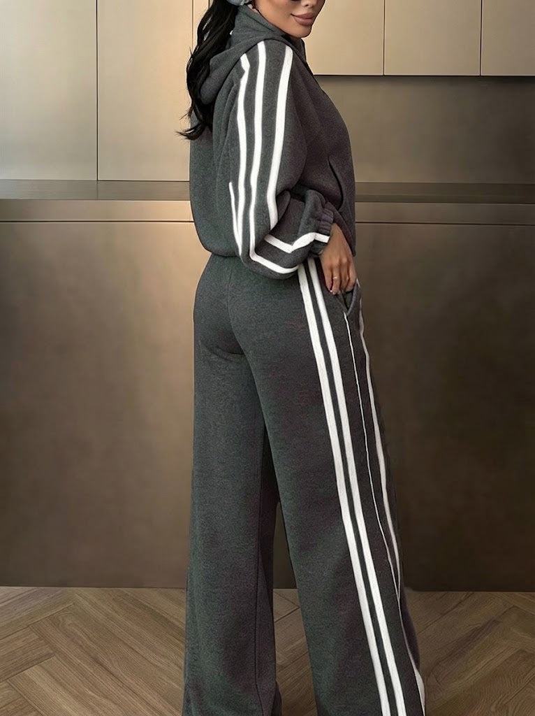 Side Stripes Zip Up Top and Pants Set