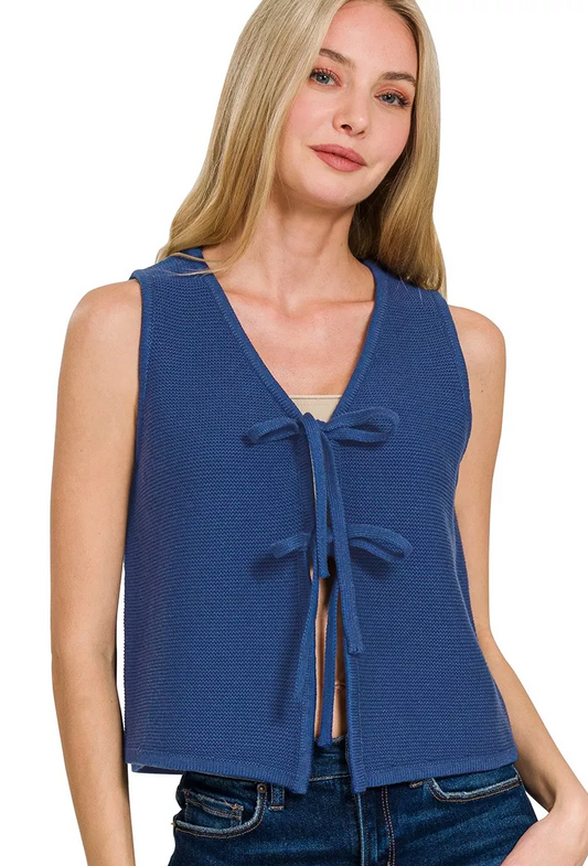 Tie Front Sweater Vest