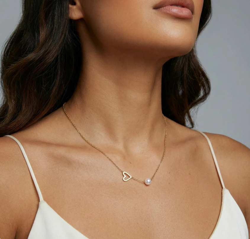 Pearl Heart Embrace Necklace
