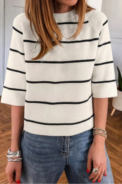 Striped Ribbed Knit Sweater