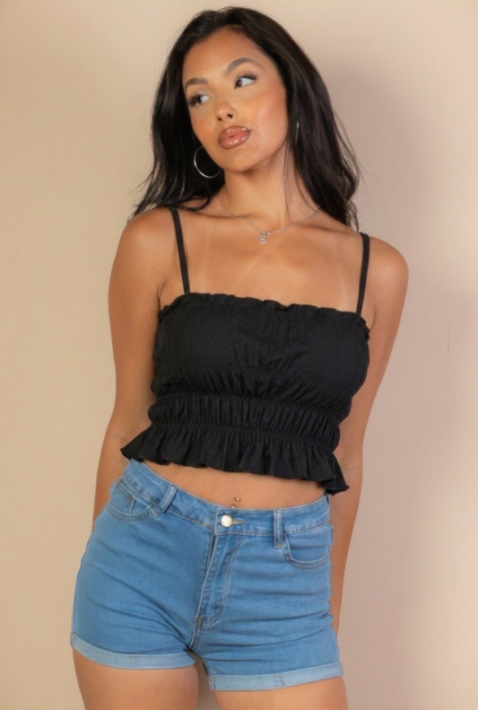 Tiered Shirred Body Crop Top